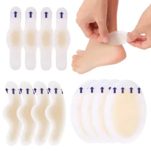12 Pack Invisible Blister Plasters Hydrocolloid Invisible Blister Cushion Gel Guard Prevention Gel Blister Pad for Heel Foot Toe and Guard Skin, 3 Sizes