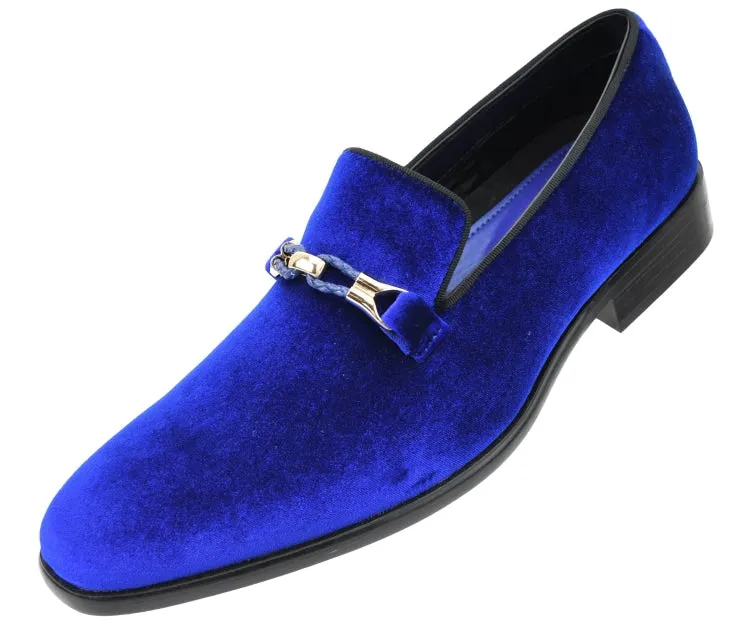 Amali Aller Men's Royal Blue Velvet Slippers