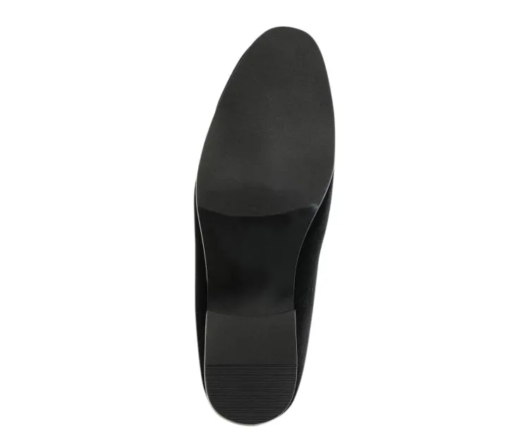 Amali Fay Black Men’s Velvet Slippers With Gold Chain