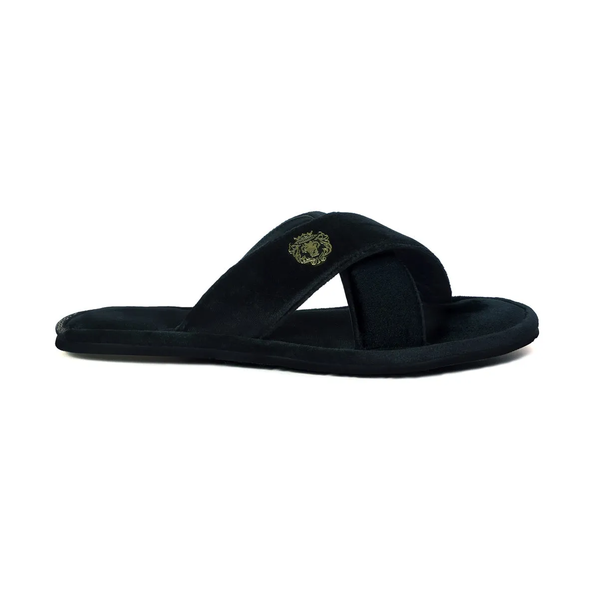 Black Cross Straps Comfy Velvet Slide-in Slippers By Brune & Bareskin