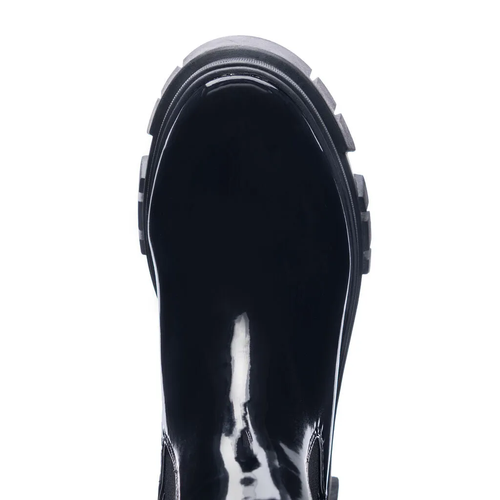 Chinese Laundry - Jenny - Patent Lug Sole Chunky Platform Chelsea Boots