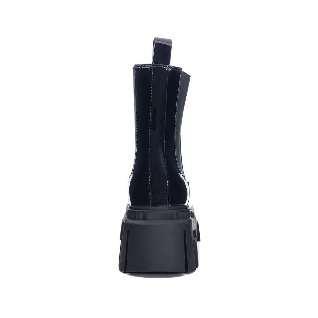 Chinese Laundry - Jenny - Patent Lug Sole Chunky Platform Chelsea Boots