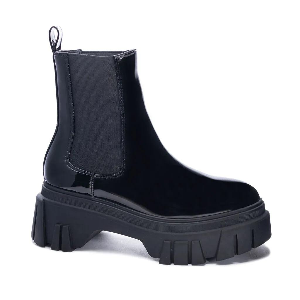 Chinese Laundry - Jenny - Patent Lug Sole Chunky Platform Chelsea Boots
