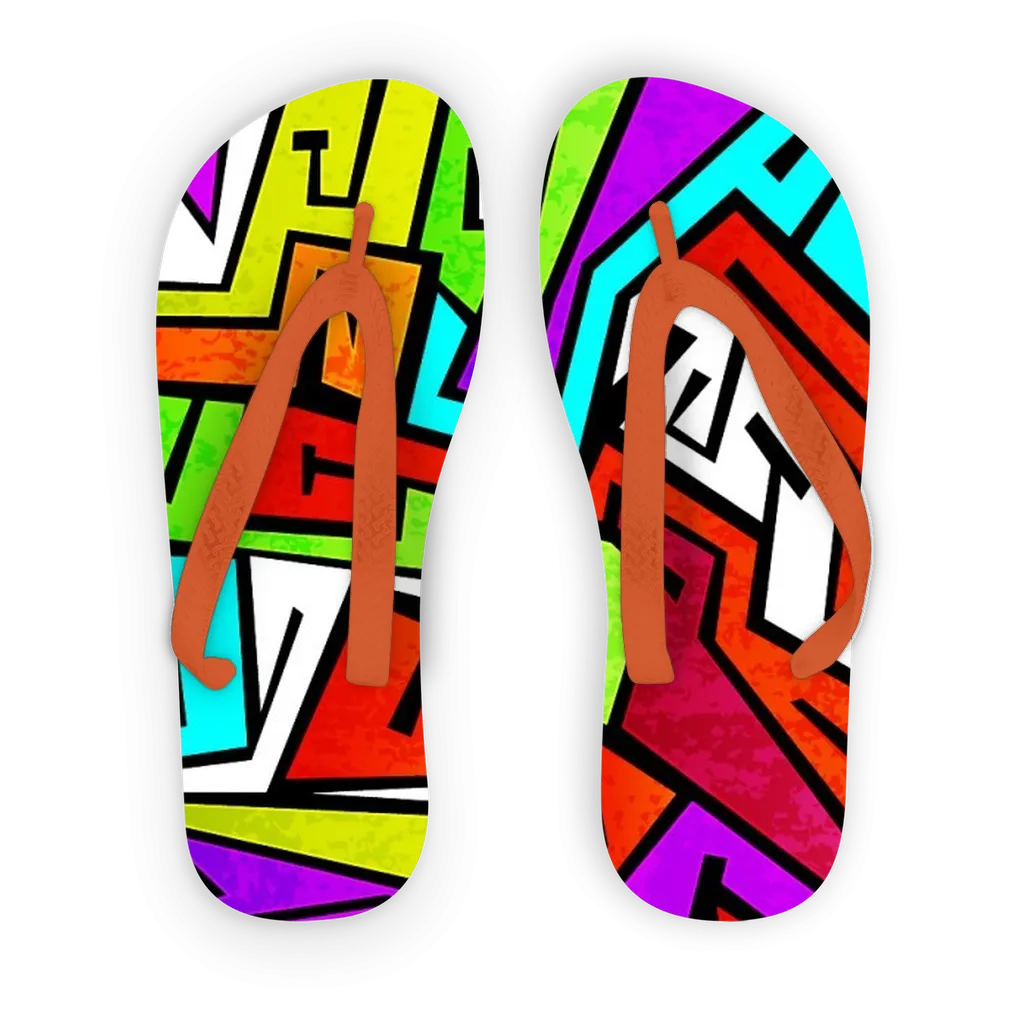 colorful-graffiti-vector Adult Flip Flops