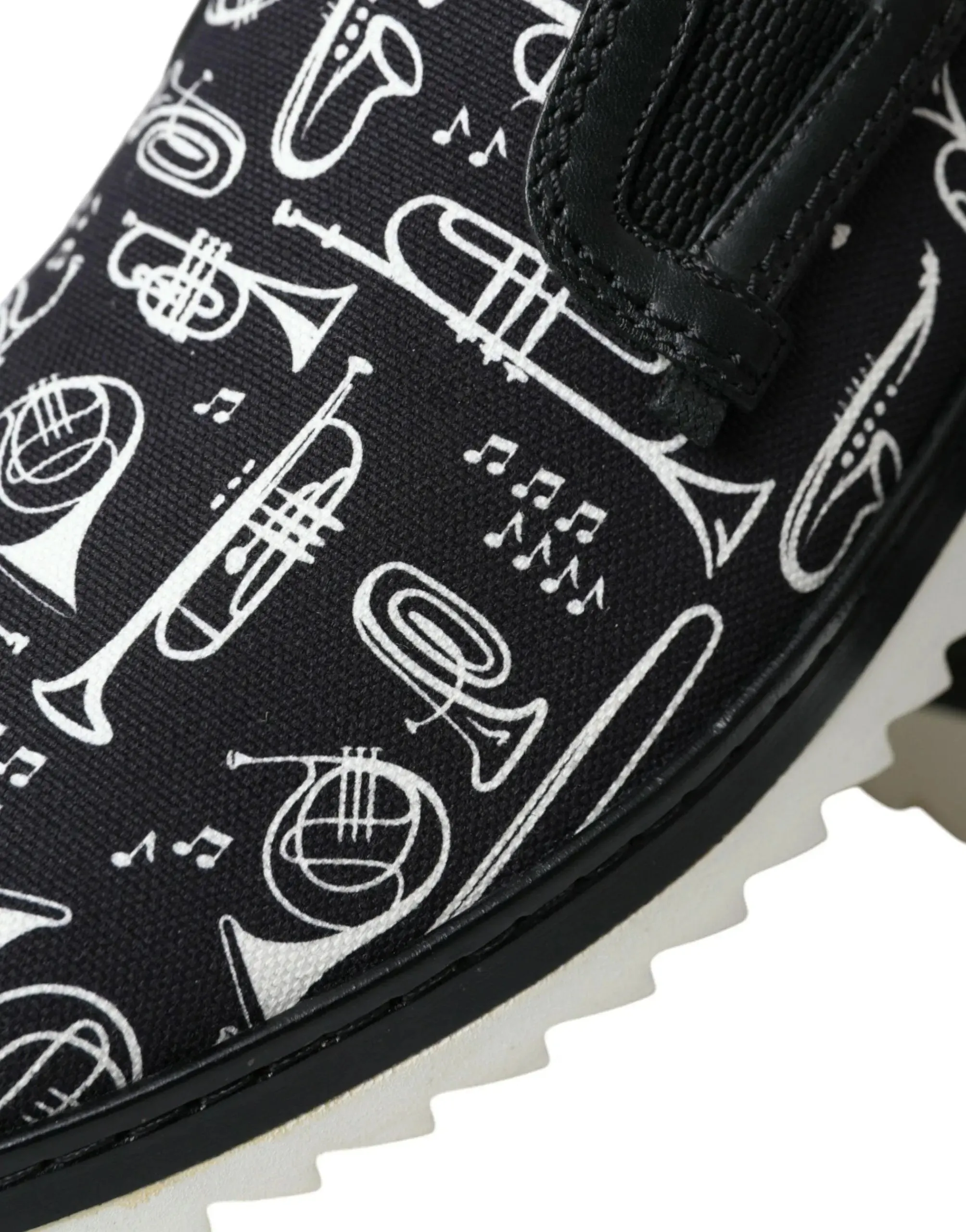 Dolce & Gabbana Black Slip On Canvas Loafers