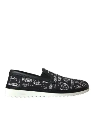 Dolce & Gabbana Black Slip On Canvas Loafers