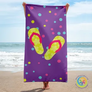 Flip Flops & Polka Dots Beach Bath Towel