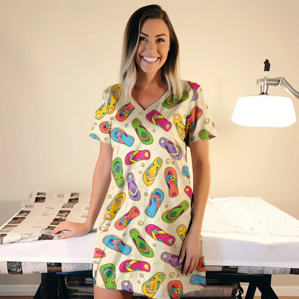 Flip Flops V-neck Nightshirts Colorful Flip Flops