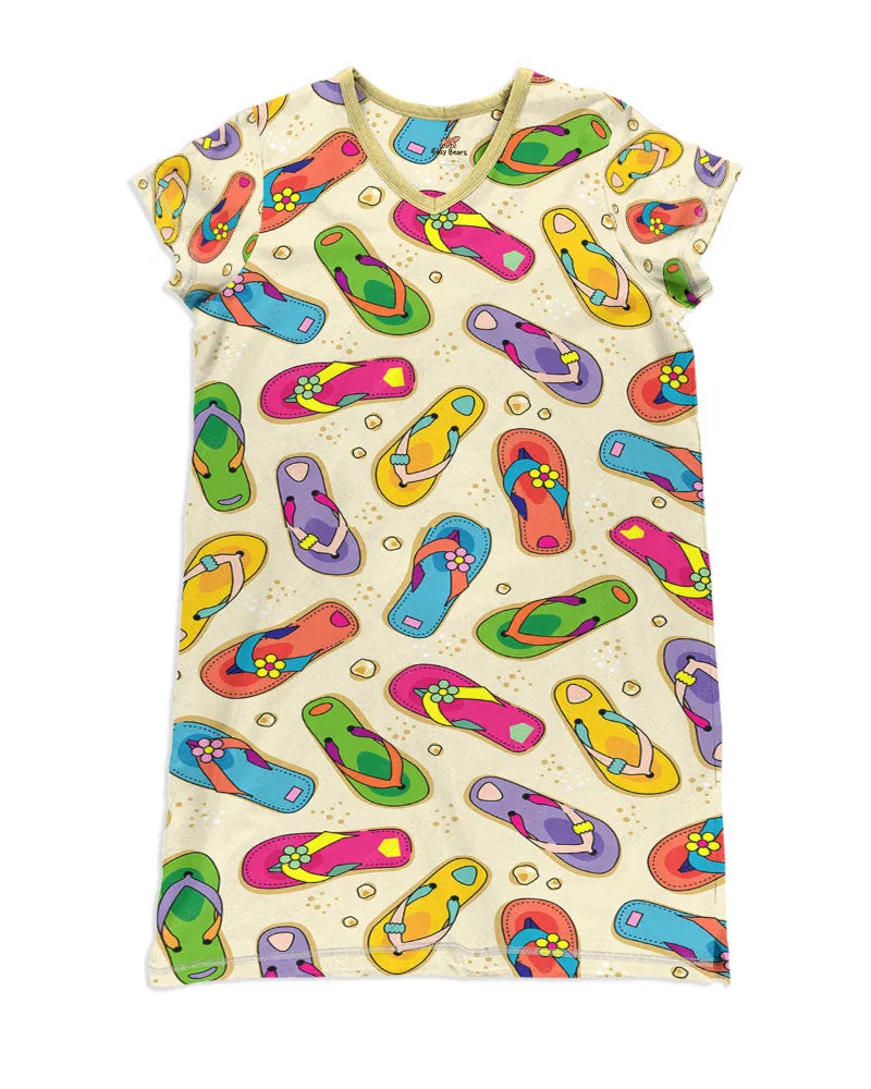 Flip Flops V-neck Nightshirts Colorful Flip Flops