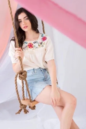 Floral Fantasy Embroidered Top-THML