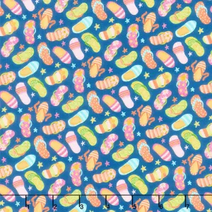 Forever Summer - Flip Flops Blue Yardage