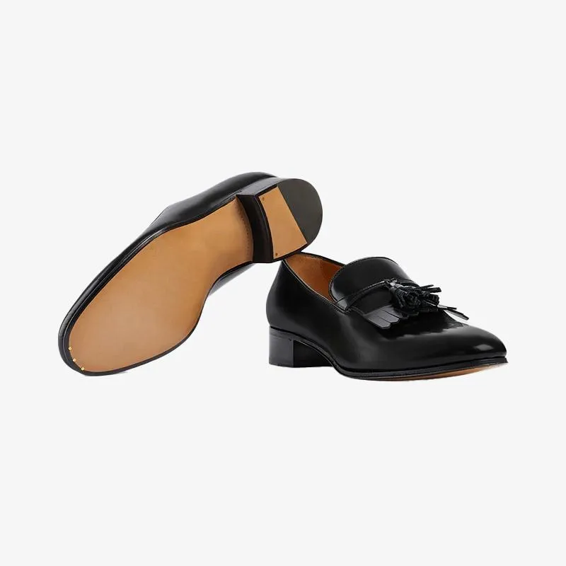 Handcrafted Leather Loafers with Tassel Detail