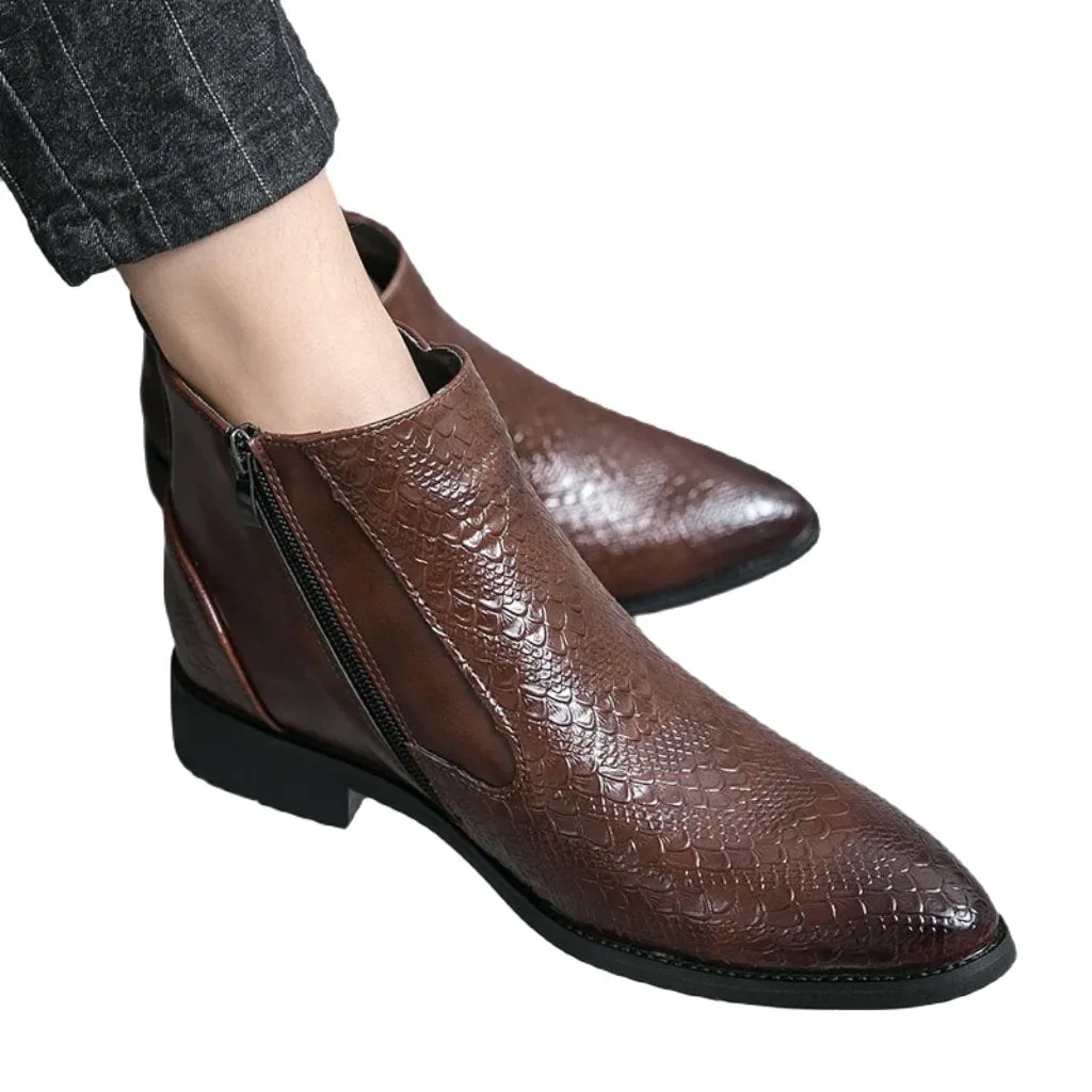 il Paviese2 - Patent Leather Ankle Boots ( Zipper Boots For Men)
