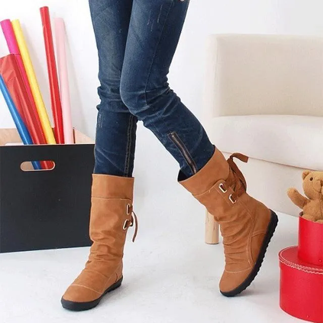 Lace-up Mid-Calf Boots