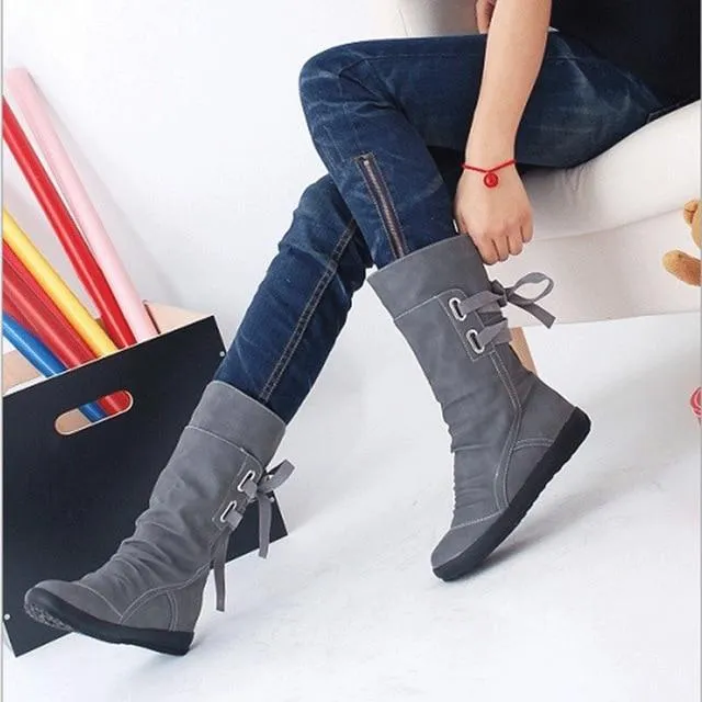 Lace-up Mid-Calf Boots