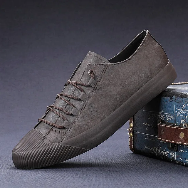 Leather Casual Breathable Lace-up Sneaker
