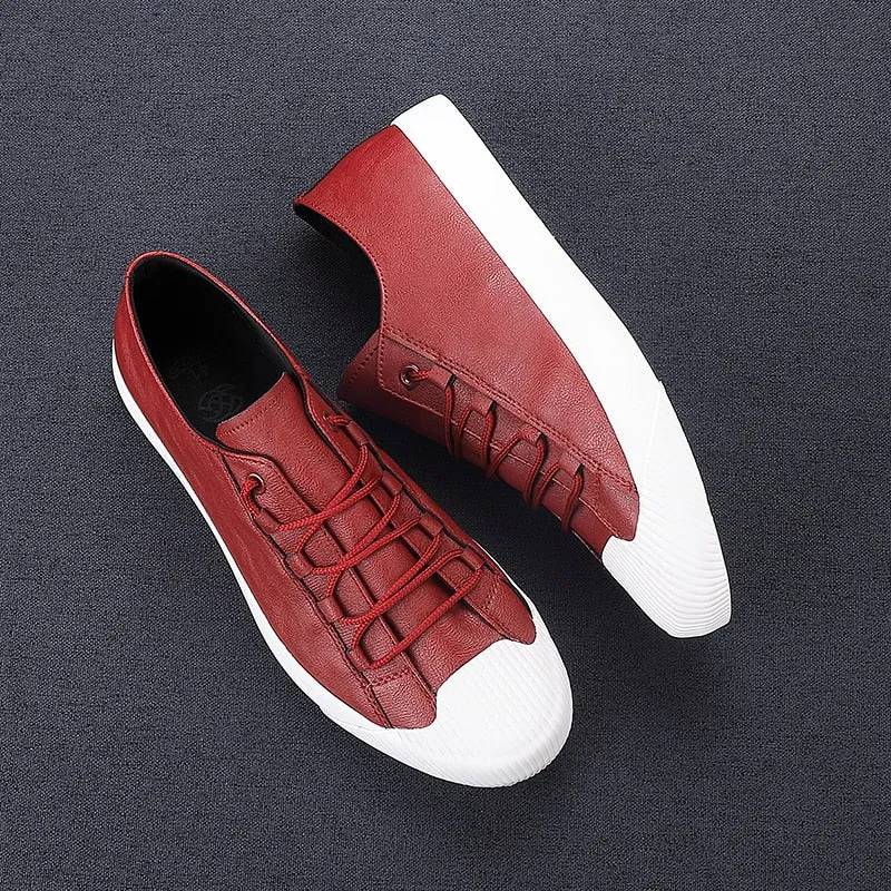Leather Casual Breathable Lace-up Sneaker