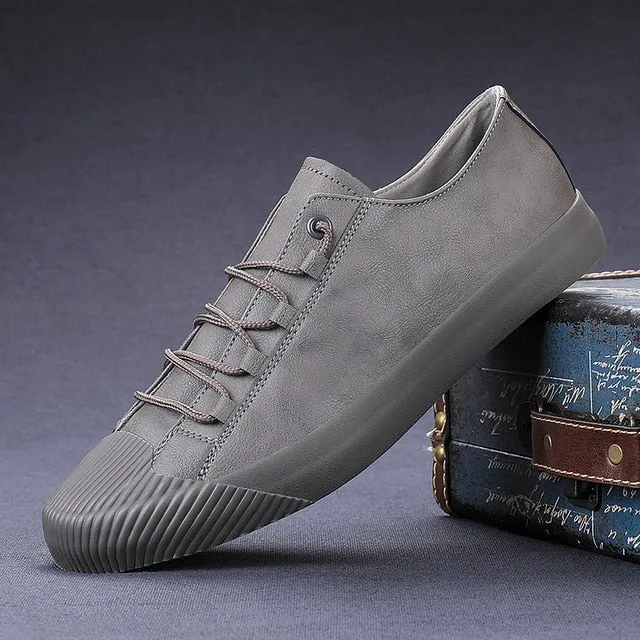 Leather Casual Breathable Lace-up Sneaker