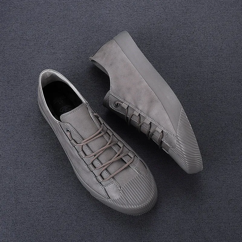 Leather Casual Breathable Lace-up Sneaker