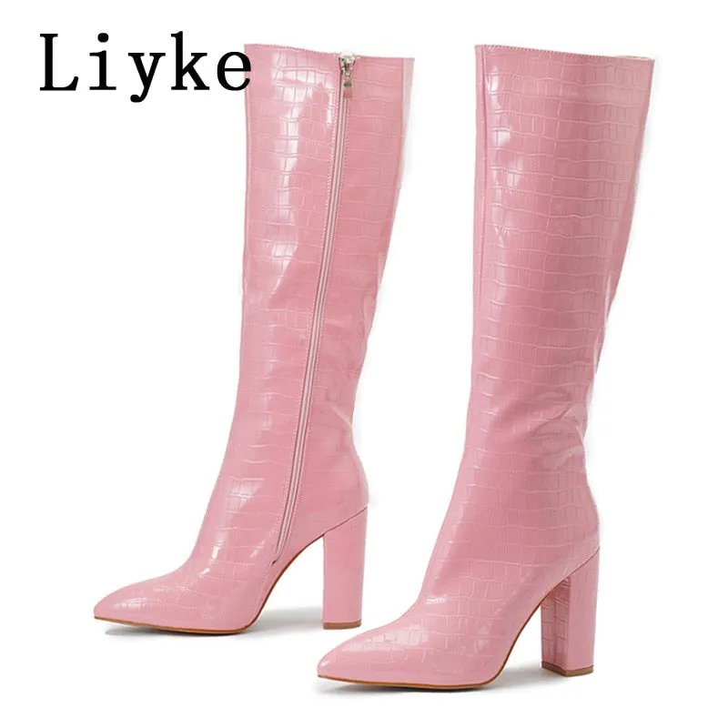 LIYKE Lovely Faux Patent Leather Fashion Boots