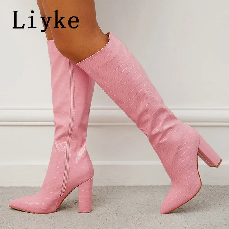 LIYKE Lovely Faux Patent Leather Fashion Boots