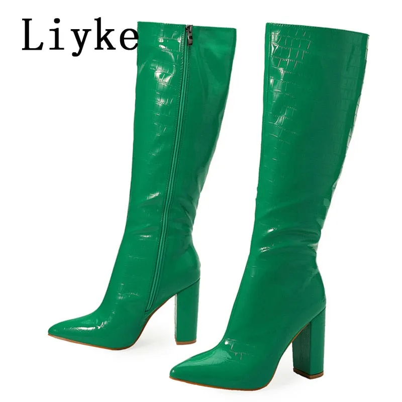 LIYKE Lovely Faux Patent Leather Fashion Boots