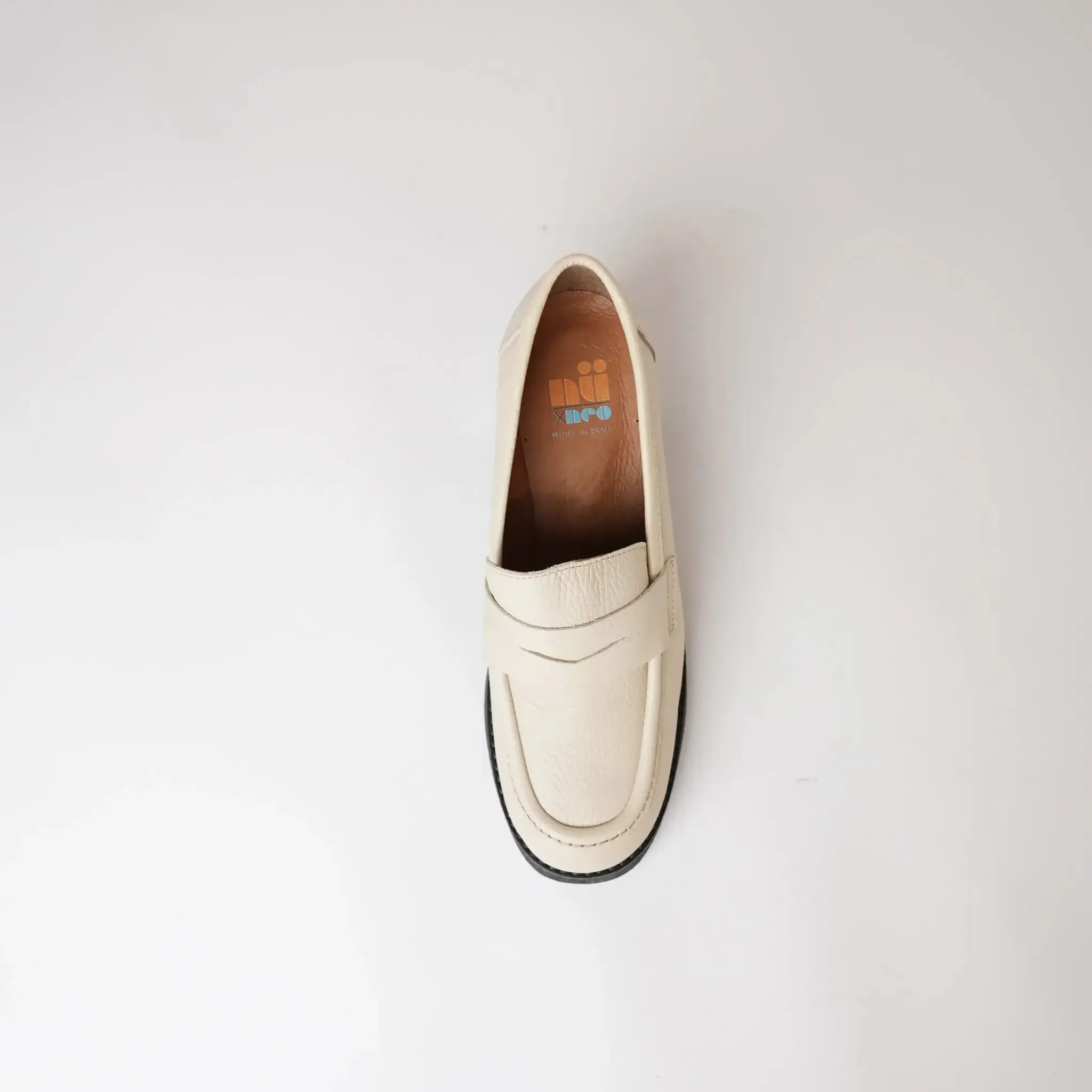 Maira Ivory Leather Heeled Loafers