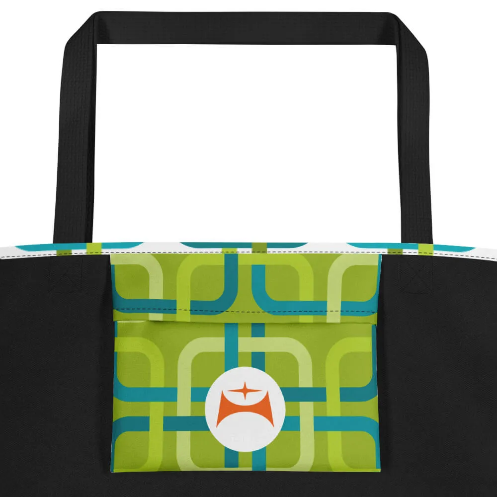 Mid Century Modern Green PanAmTrays Beach Bag