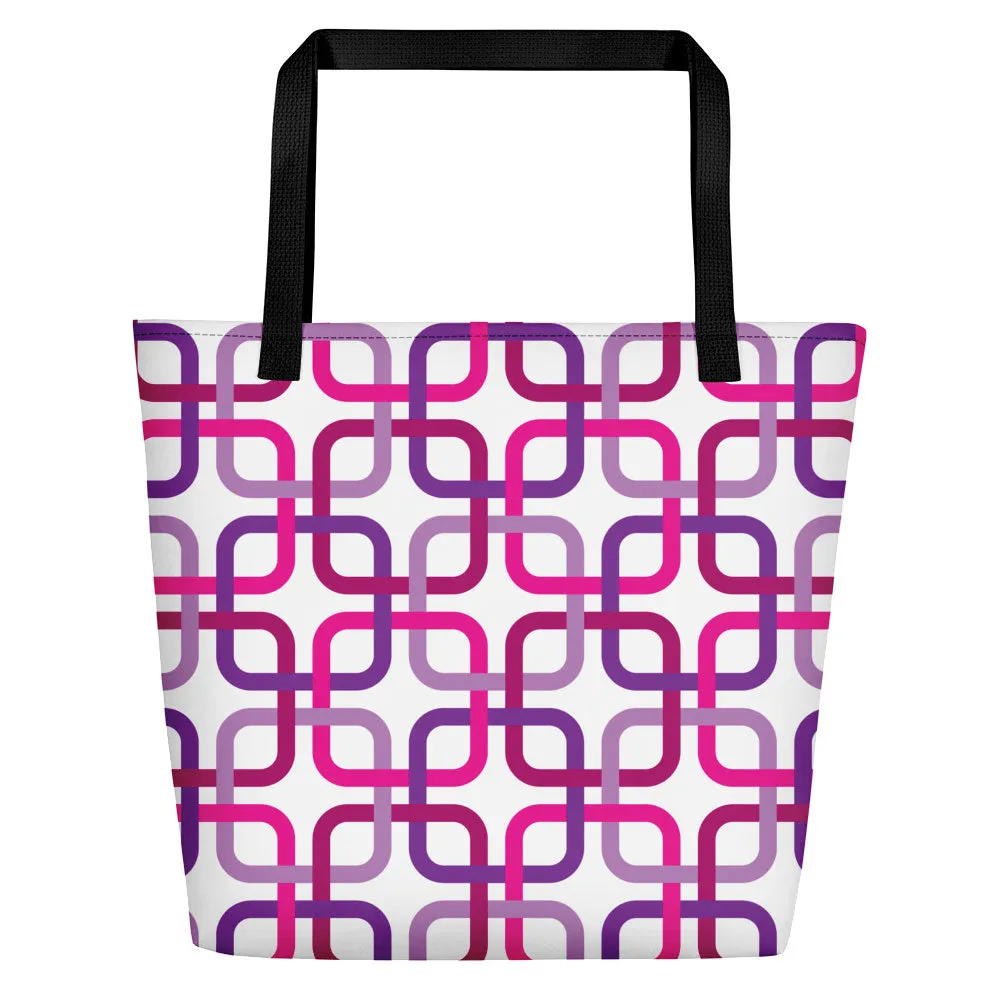Mid Century Modern Pink PanAmTrays Beach Bag