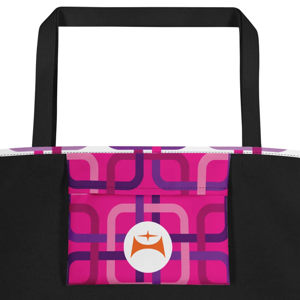 Mid Century Modern Pink PanAmTrays Beach Bag