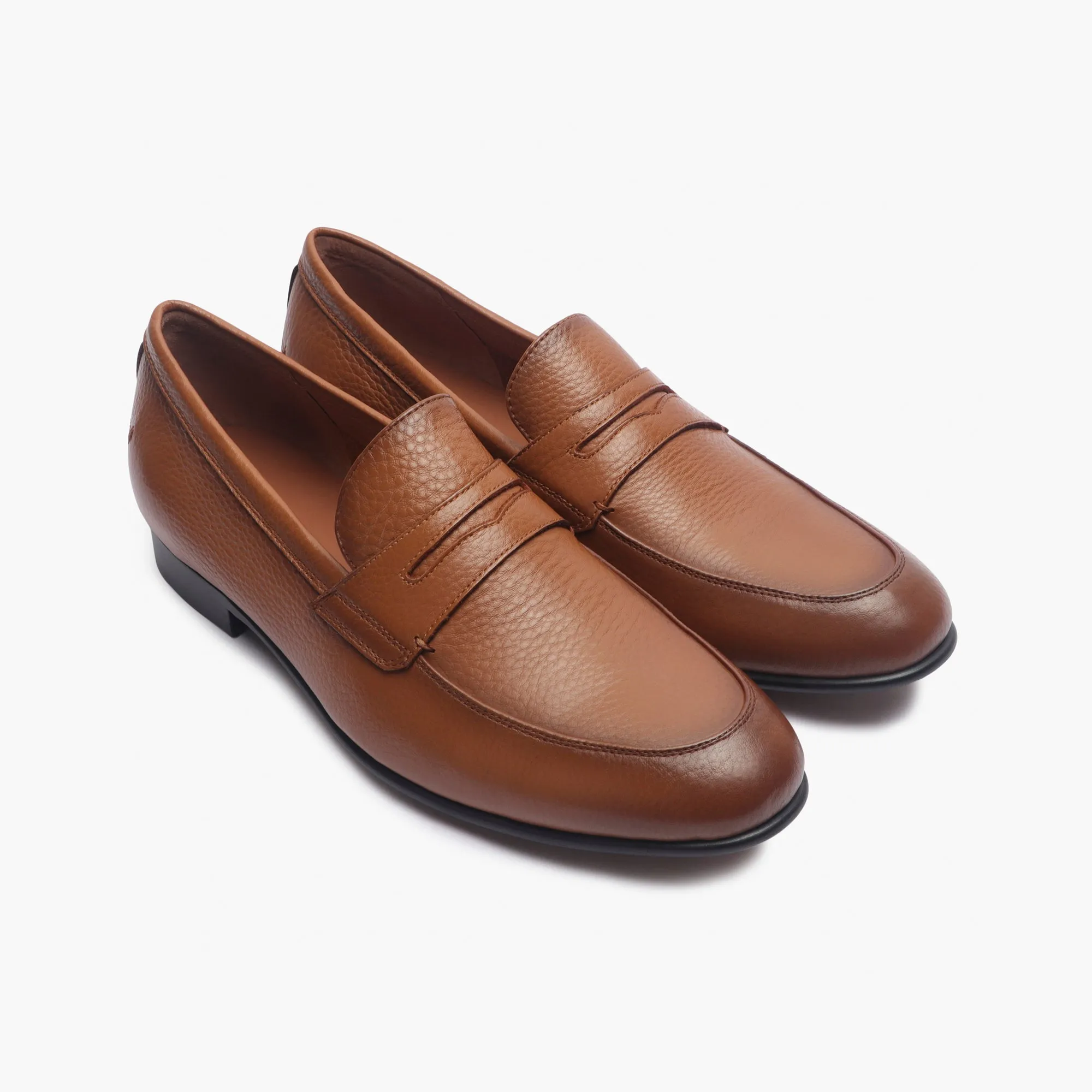 Milled Leather Penny Loafers