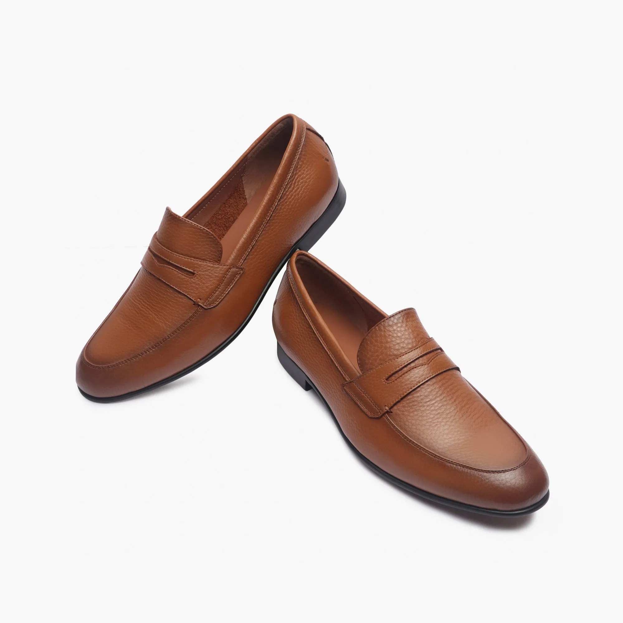 Milled Leather Penny Loafers