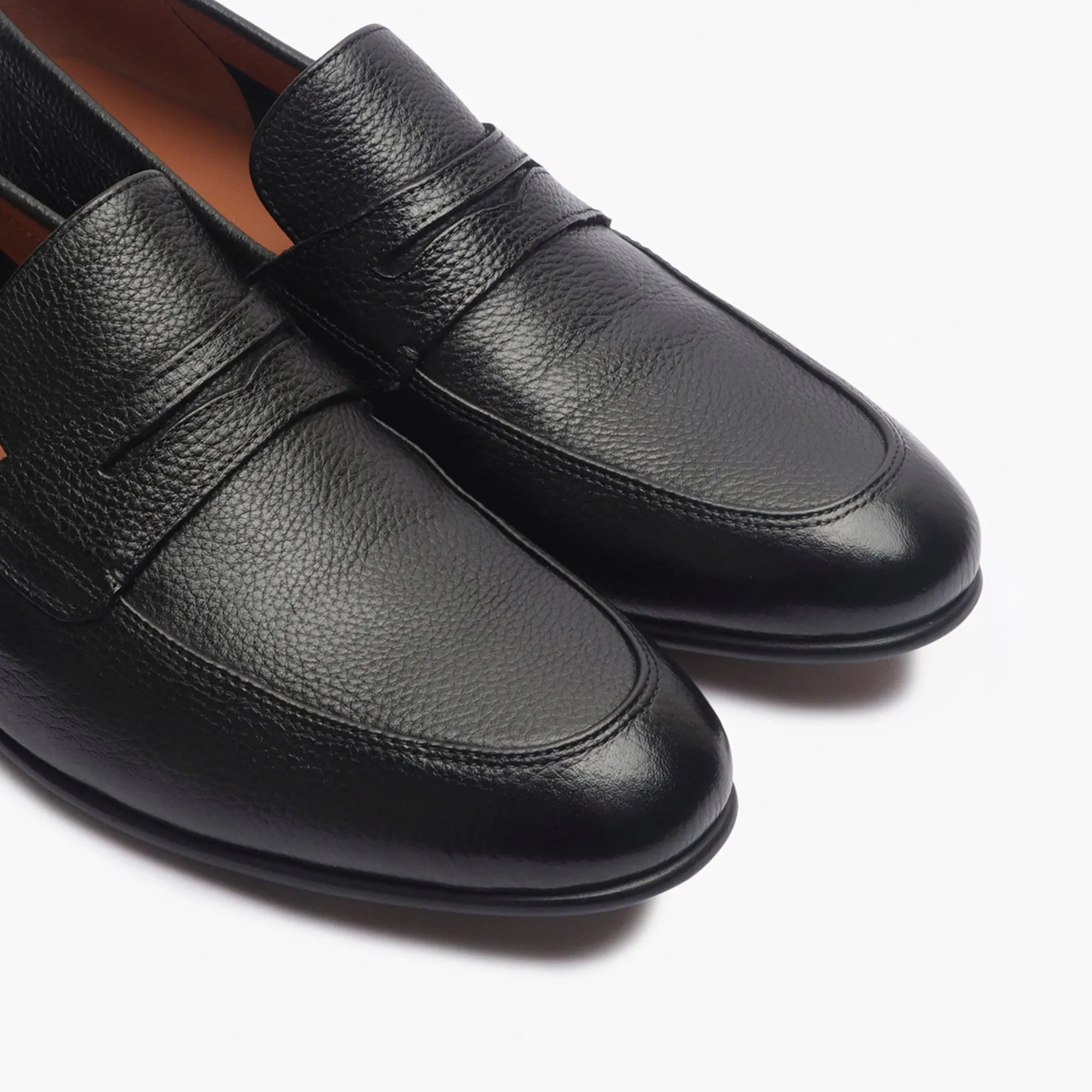 Milled Leather Penny Loafers