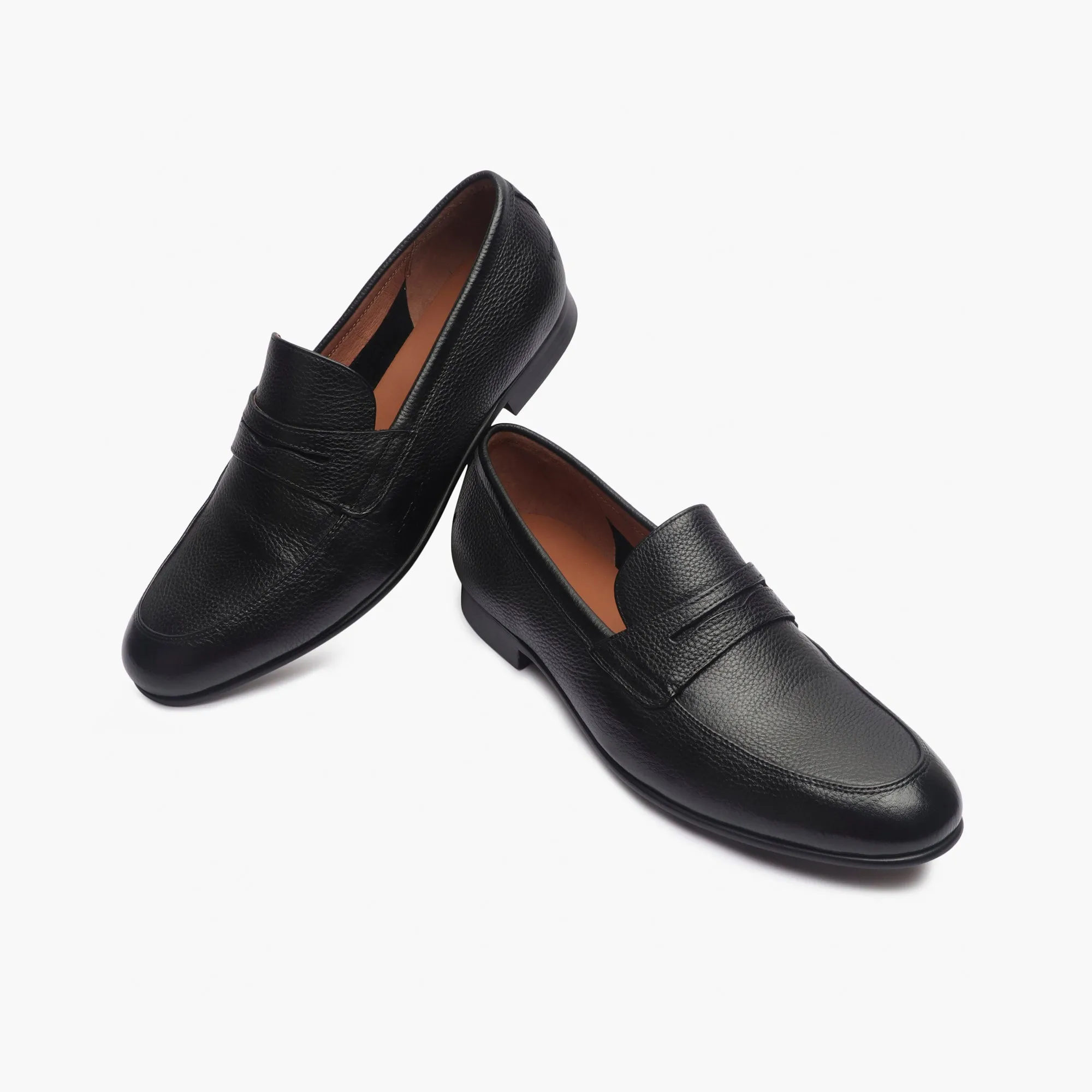 Milled Leather Penny Loafers