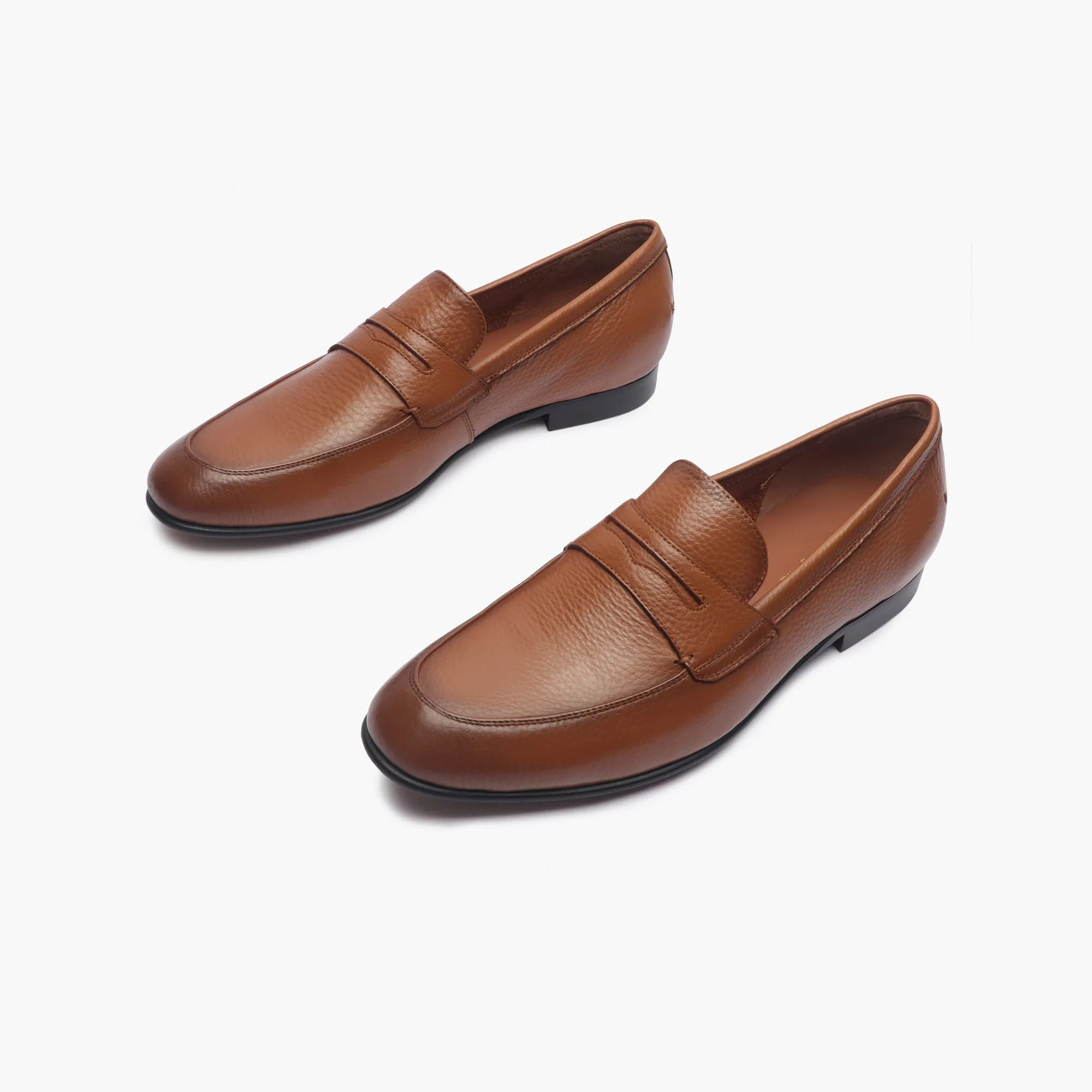 Milled Leather Penny Loafers