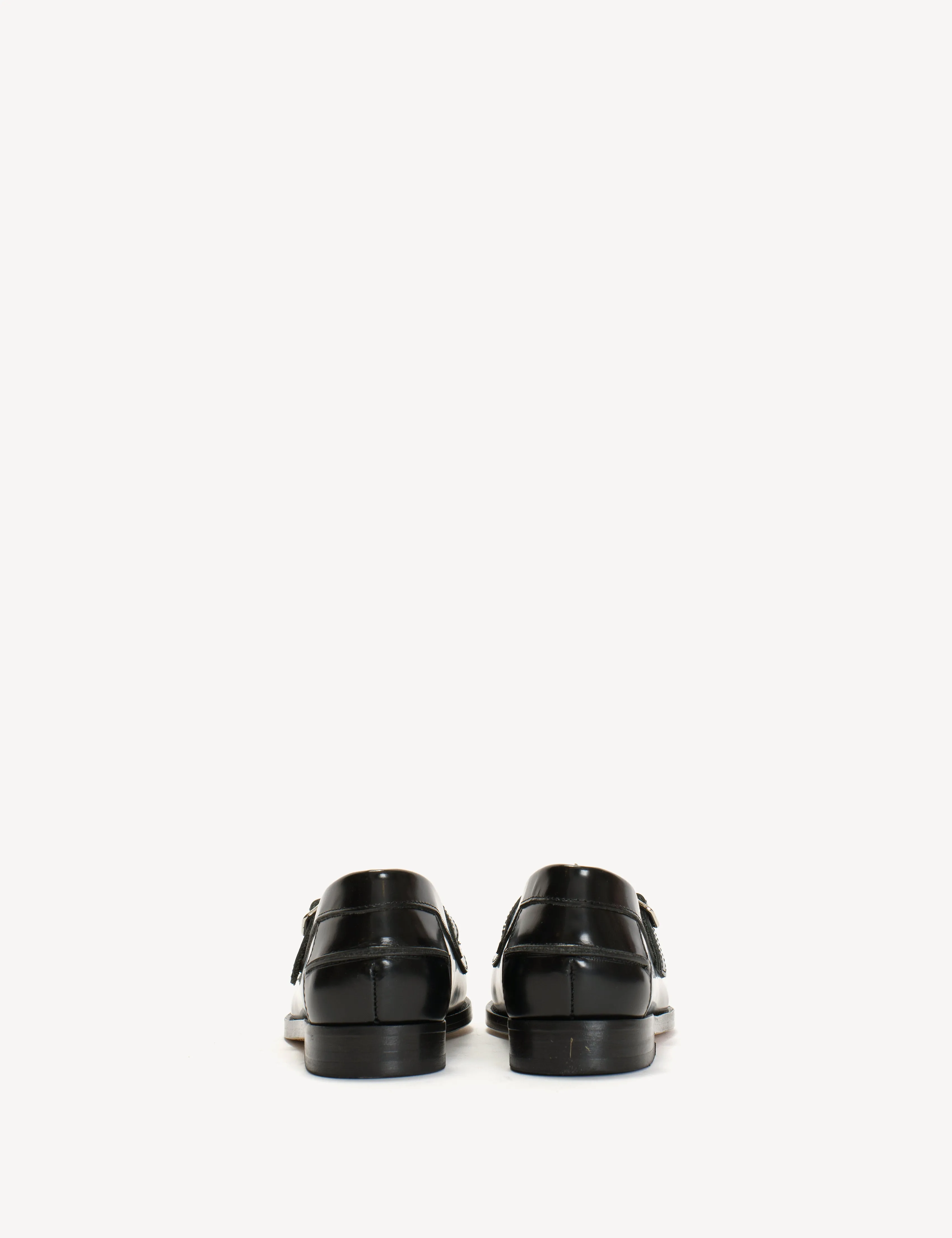 Moccasin T-Bar Loafer In Black Polido Leather And Python Skin