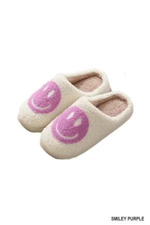 Smiley Purple Soft Plush Slippers