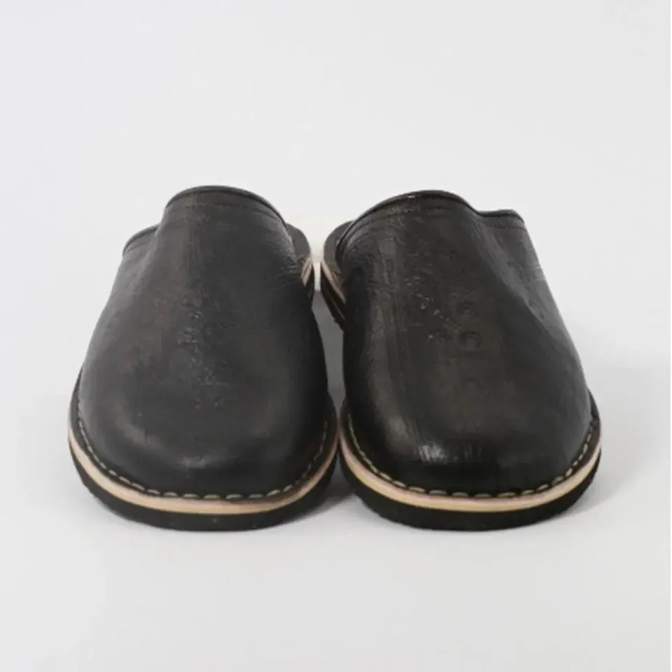Soft Leather Slippers-Brown