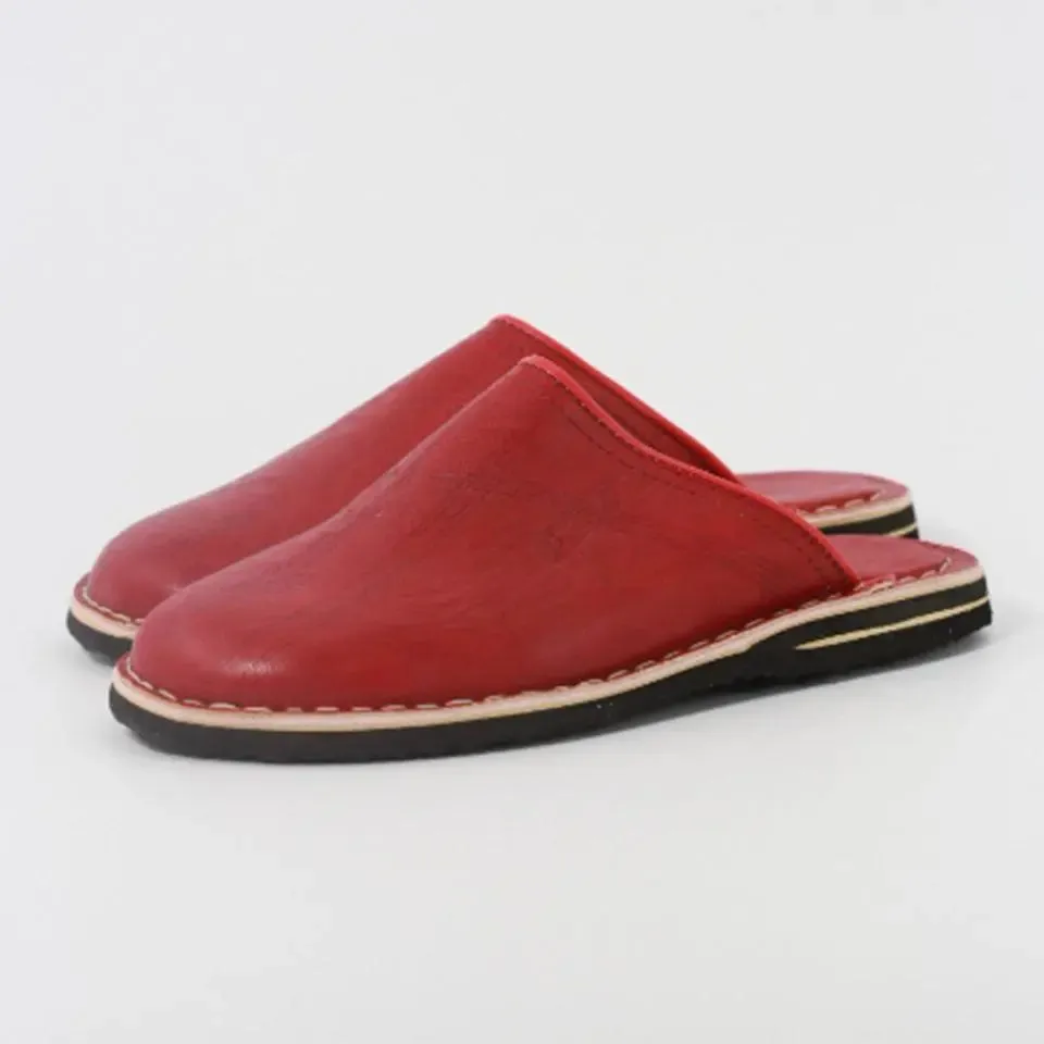 Soft Leather Slippers-Brown