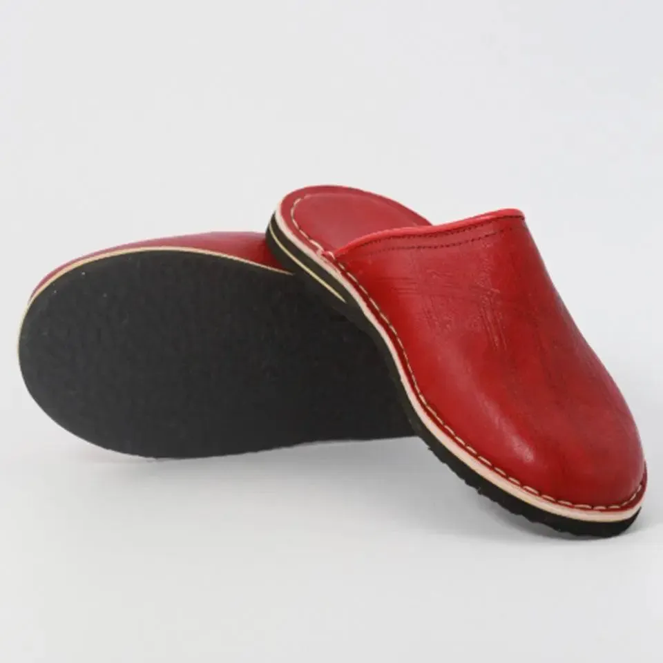 Soft Leather Slippers-Brown
