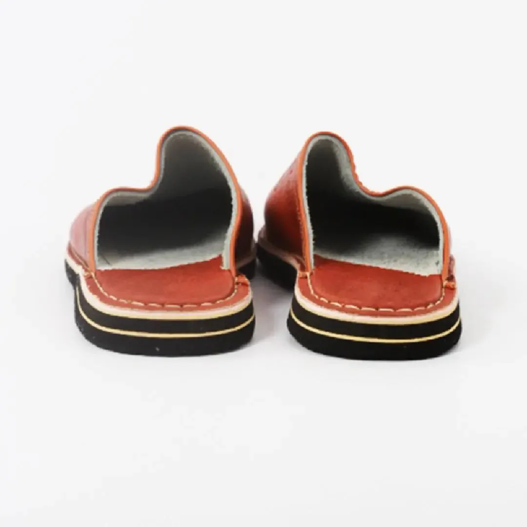 Soft Leather Slippers-Brown