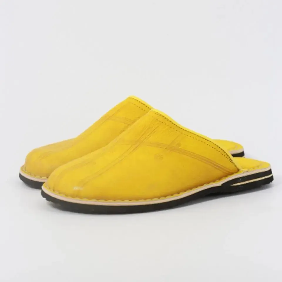 Soft Leather Slippers-Brown