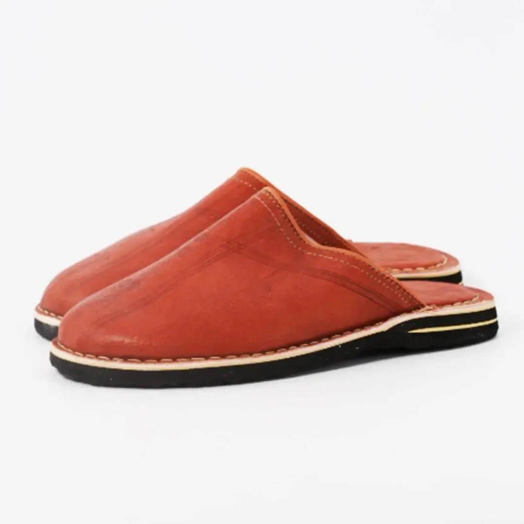 Soft Leather Slippers-Brown