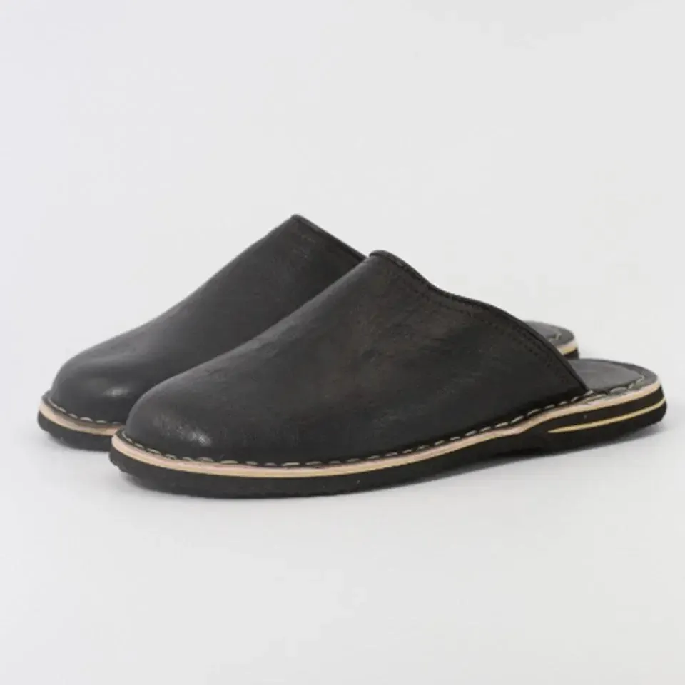 Soft Leather Slippers-Brown