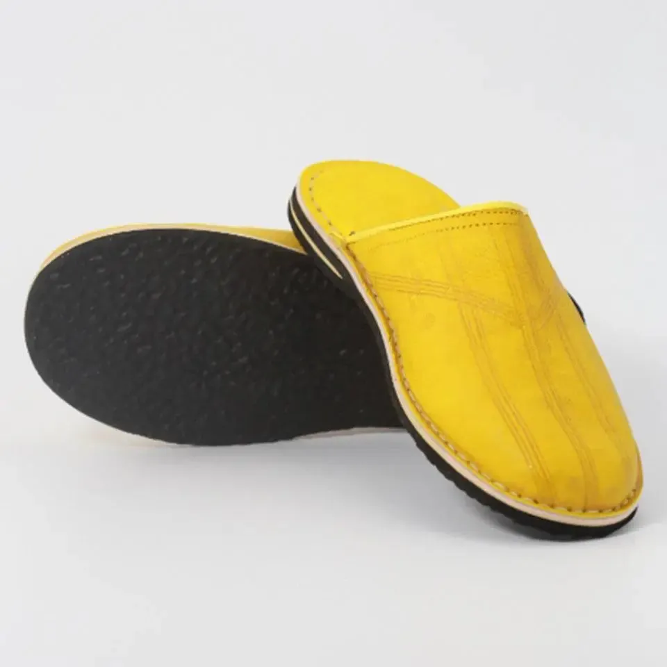 Soft Leather Slippers-Brown