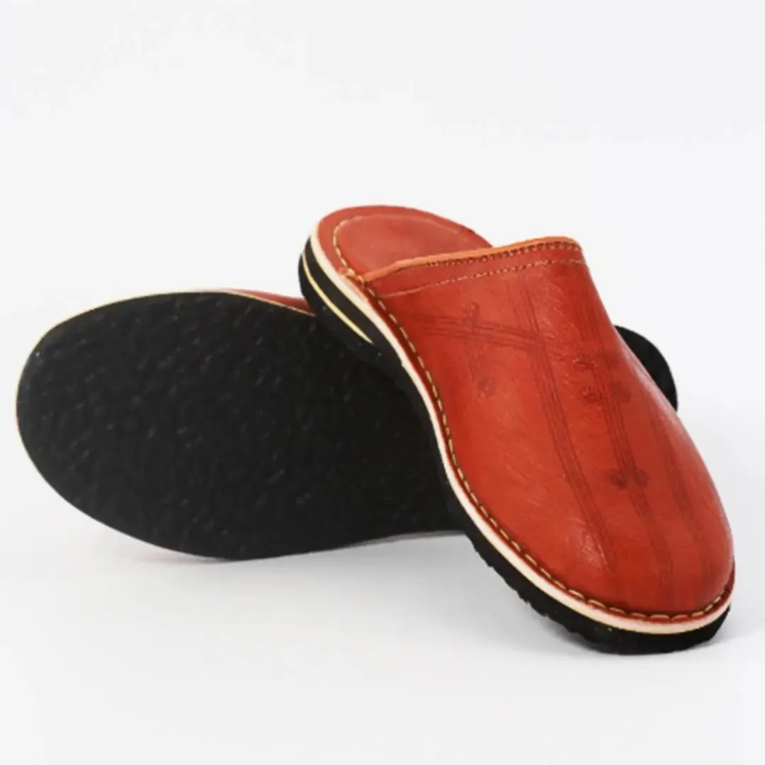 Soft Leather Slippers-Brown
