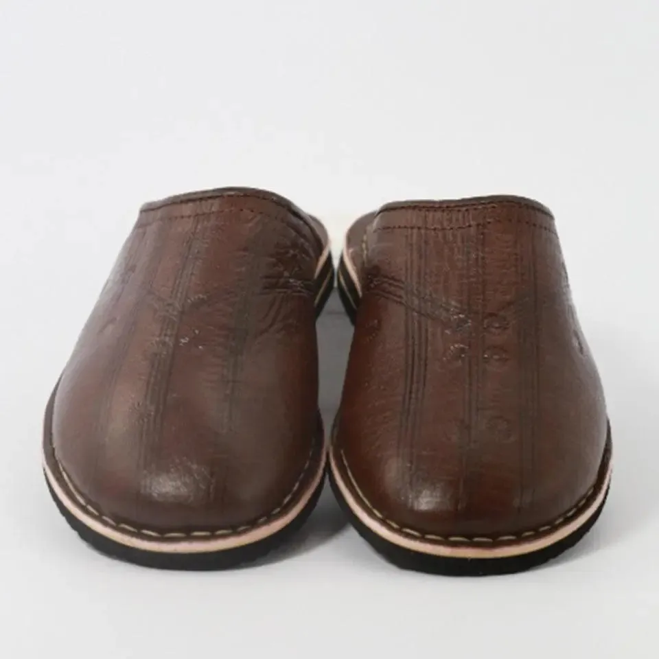 Soft Leather Slippers-Brown