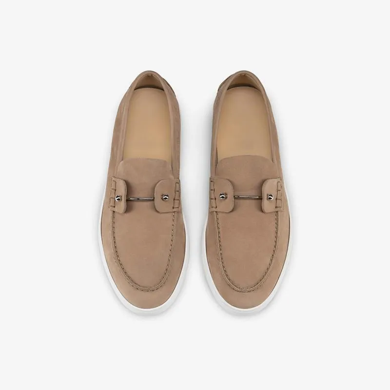 Suede Plain Loafers Boat shoes Calf