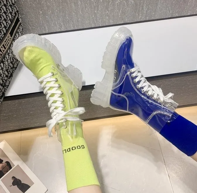 Transparent Thick Waterproof Ankle Boots