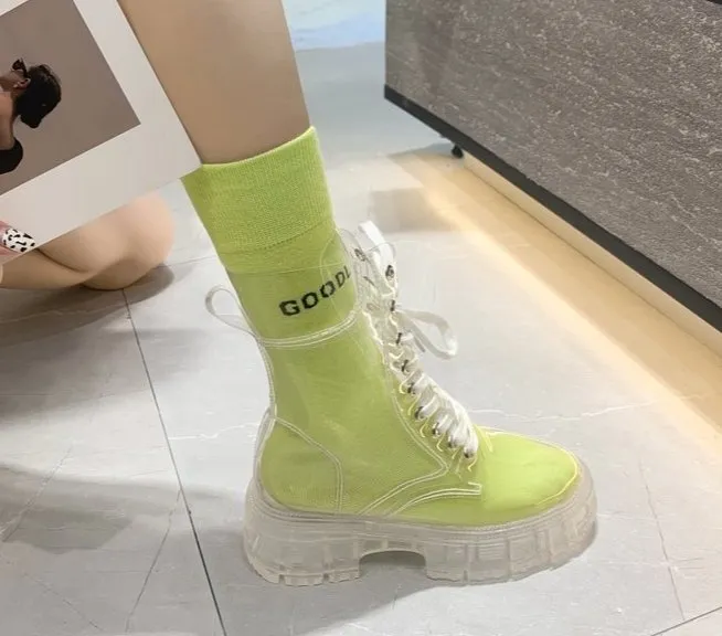 Transparent Thick Waterproof Ankle Boots